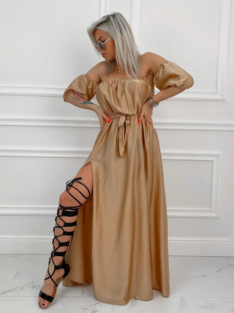 Szatén maxi ruha CLEMENTINA