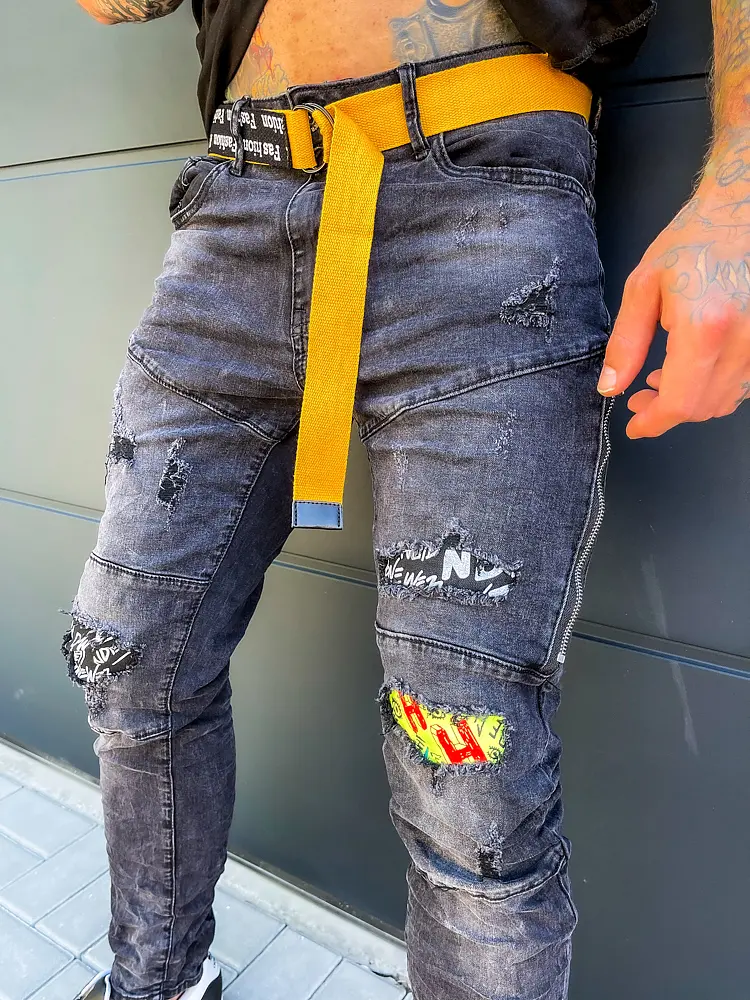 Stílusos férfi farmernadrág övvel