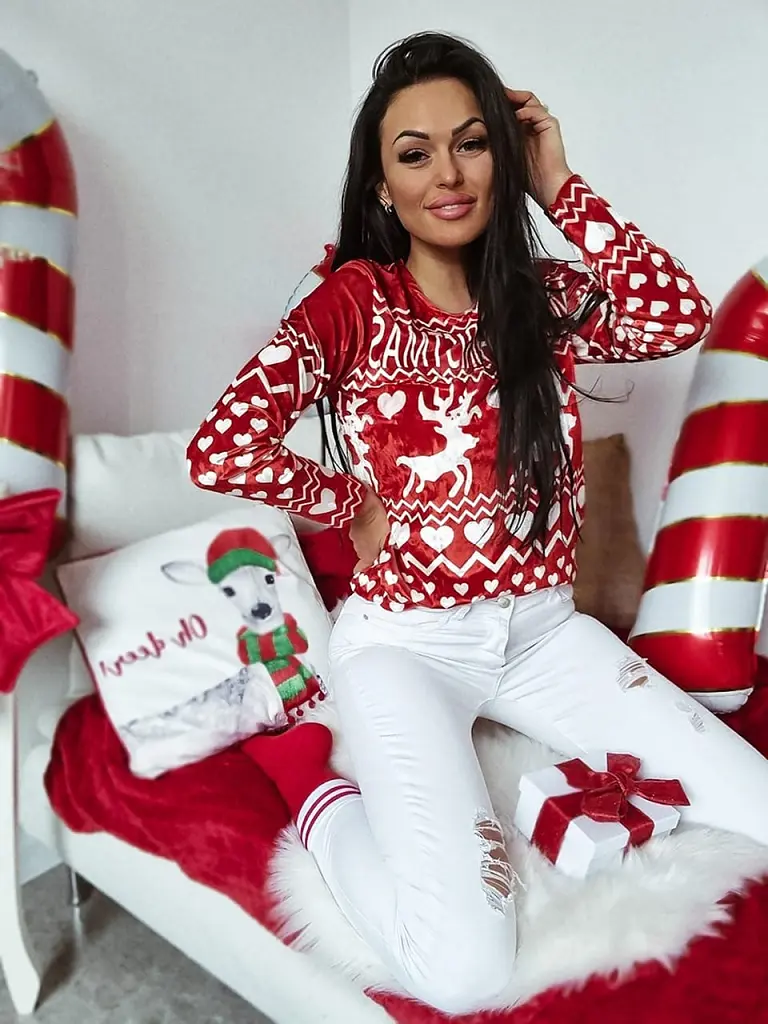 Karácsonyi bársony pulóver HANKA