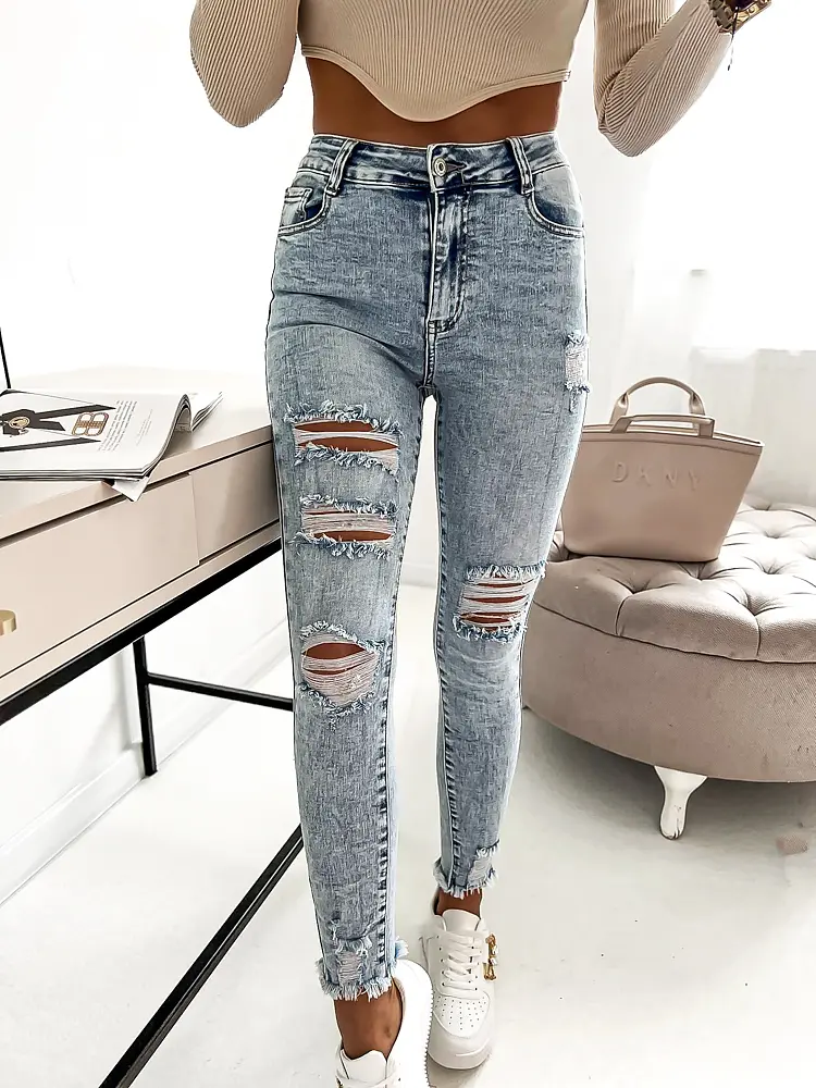 Magas derekú szaggatott fashion farmer