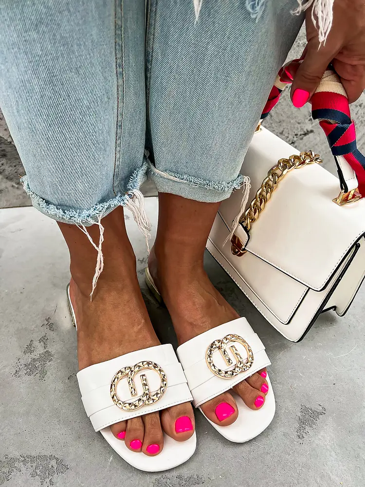 Papucs arany színű dísszel NYRA - next