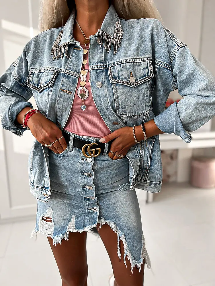 Kövekkel díszített farmerkabát JULIA - next