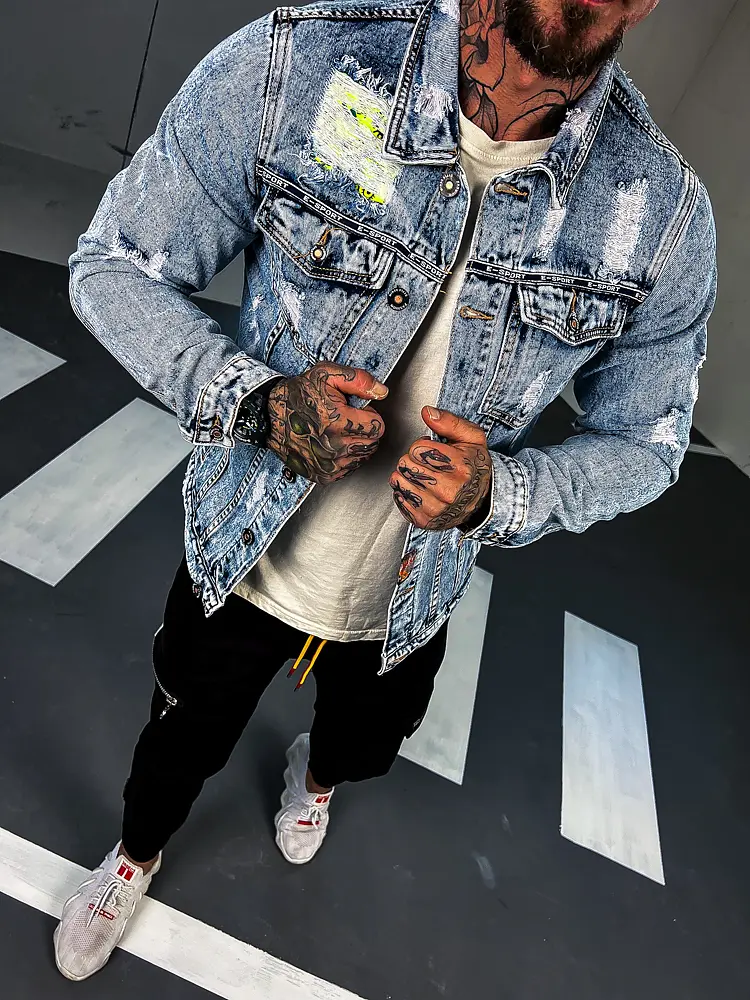 Szaggatott férfi farmer dzseki