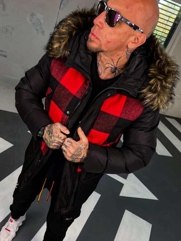 Férfi kabát nem levehető kapucnival