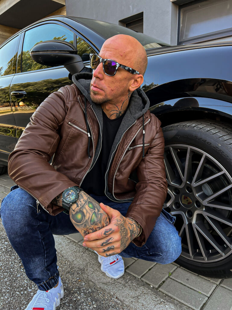 Kombinált férfi műbőr kabát 