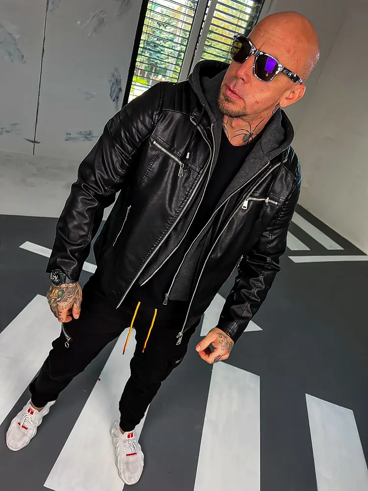 Kombinált férfi műbőr kabát  - next