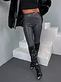 Műbőr szürke női leggings 