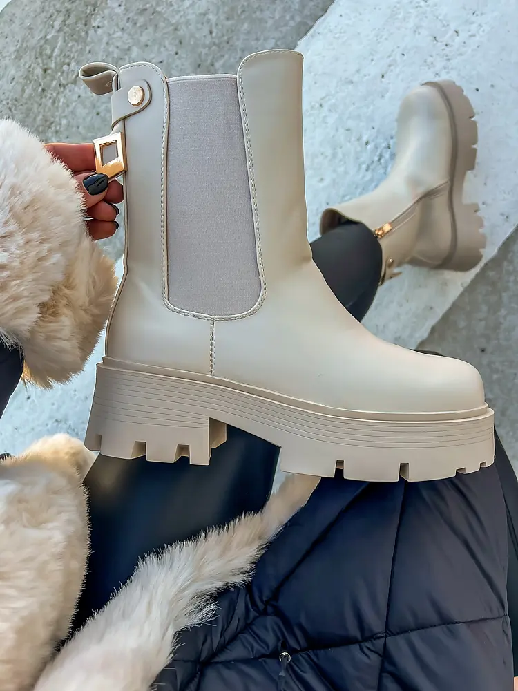 Bézs bokacsizma DYLENA - next