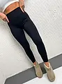 Bordázott anyagú fekete PUSH-UP leggings