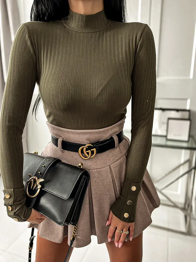 Bordázott anyagú hosszú ujjú felső NICOLA