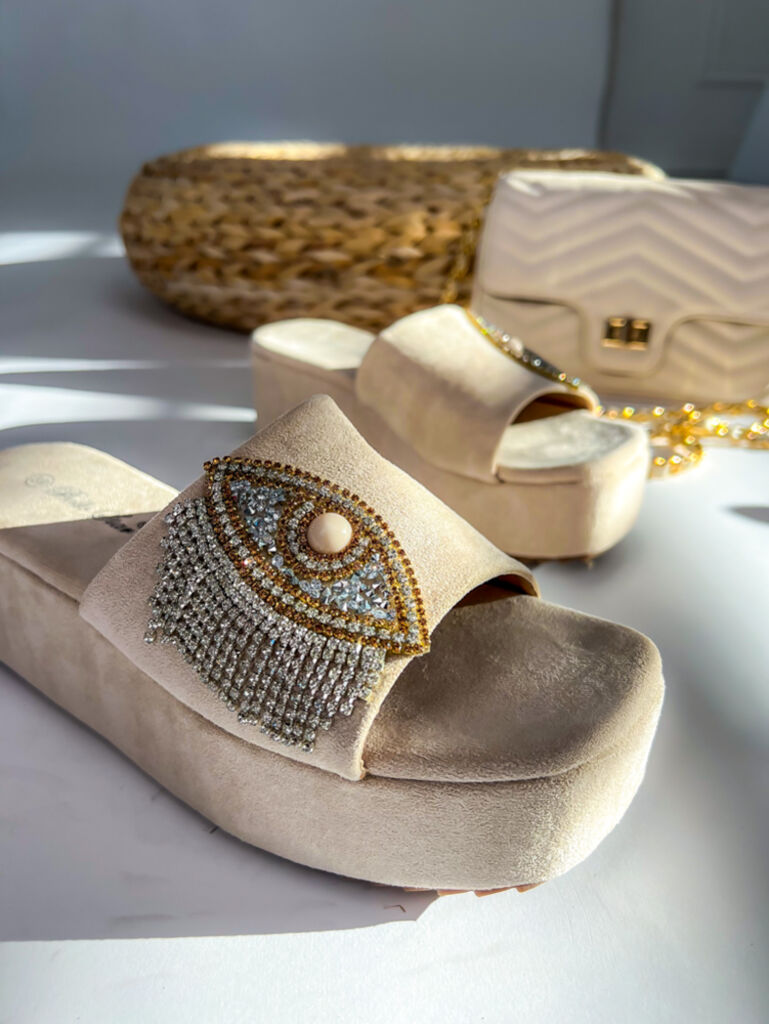 Platformos velúr papucs HEATHER