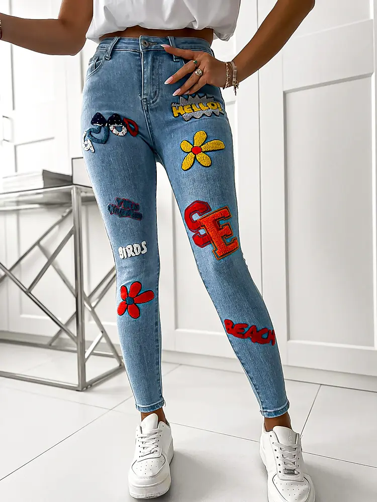 Női fashion farmer hímzett mintákkal