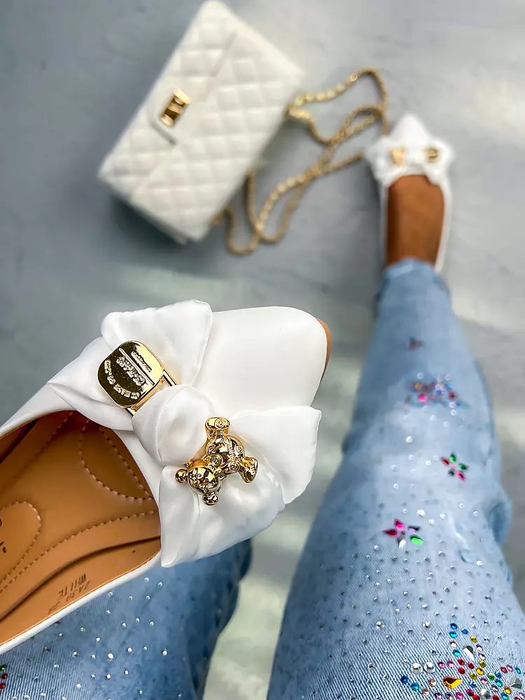 Elegáns fehér balerina cipő DELPHINE - next