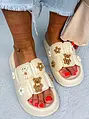 Mackókkal díszített gumis papucs MAGGIE