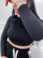 Hosszú ujjú fekete crop-top AVERIE