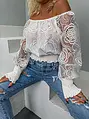 Hímzett mintákkal díszített átlátszó blúz DEBORA