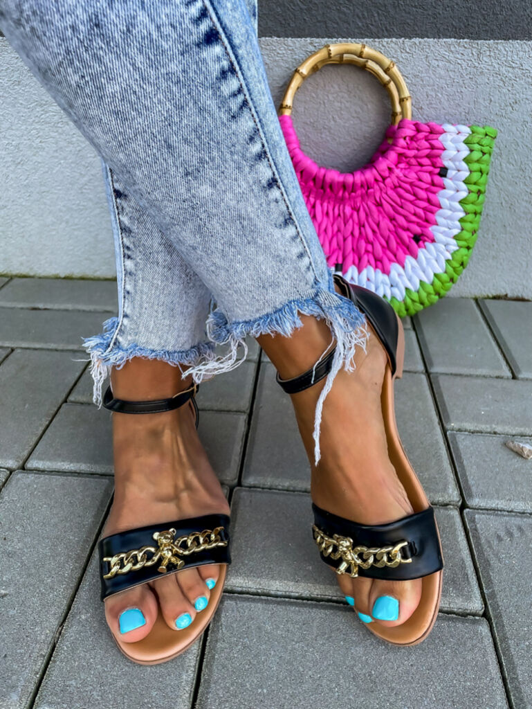 Elegáns szandál arany színű dísszel ROSALYN - next