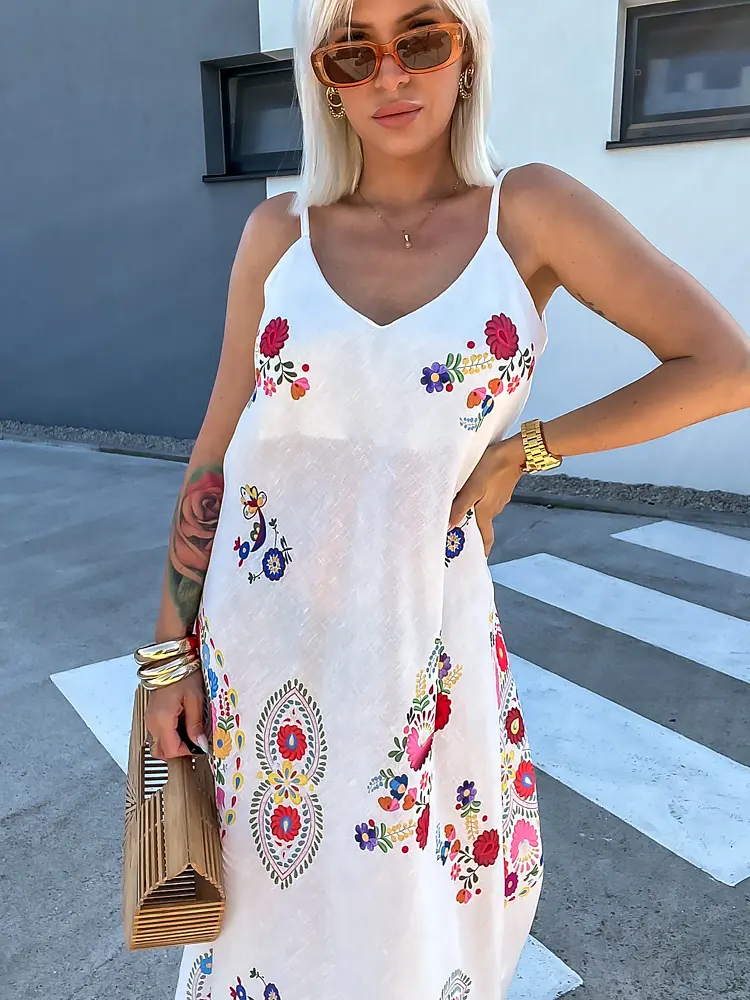 Virágmintás hosszú ruha GRETEL+ - next