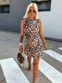 Bordázott anyagú leopárdmintás ruha SHURY