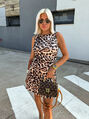 Bordázott anyagú leopárdmintás ruha SHURY