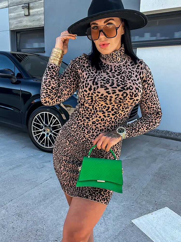 Garbós leopárdmintás ruha NYHAN