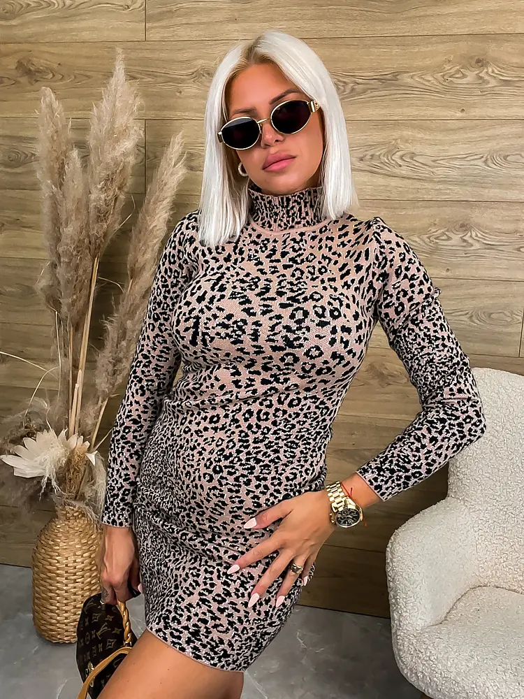 Garbós leopárdmintás ruha NYHAN