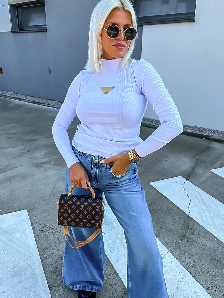 Bordázott anyagú hosszú ujjú felső DENISE - next