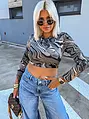 Mintás crop-top ARABELLA