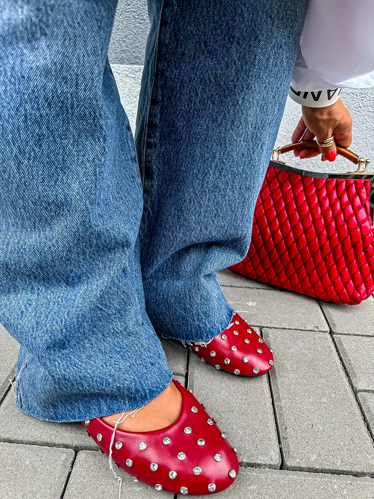 Balerina cipő ezüst színű díszekkel ROSANNA - next