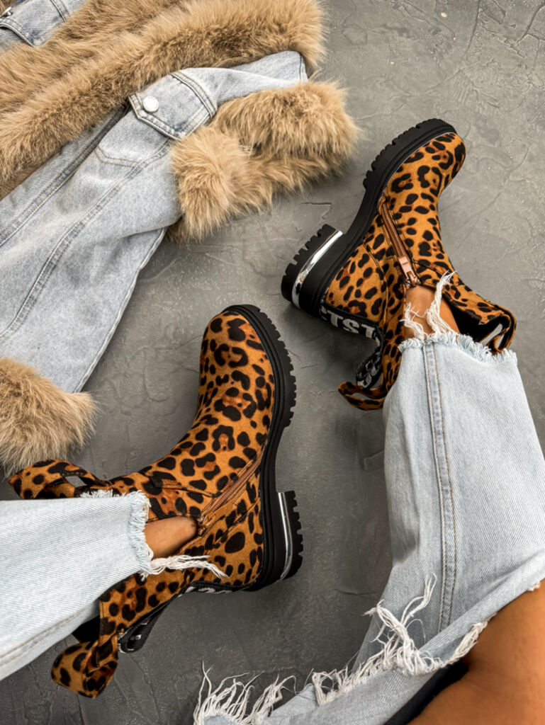 Velúr leopárdmintás bokacsizma GABRIELLA - next