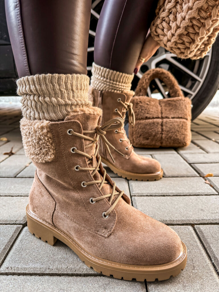 Velúr fűzős bokacsizma PRISHA