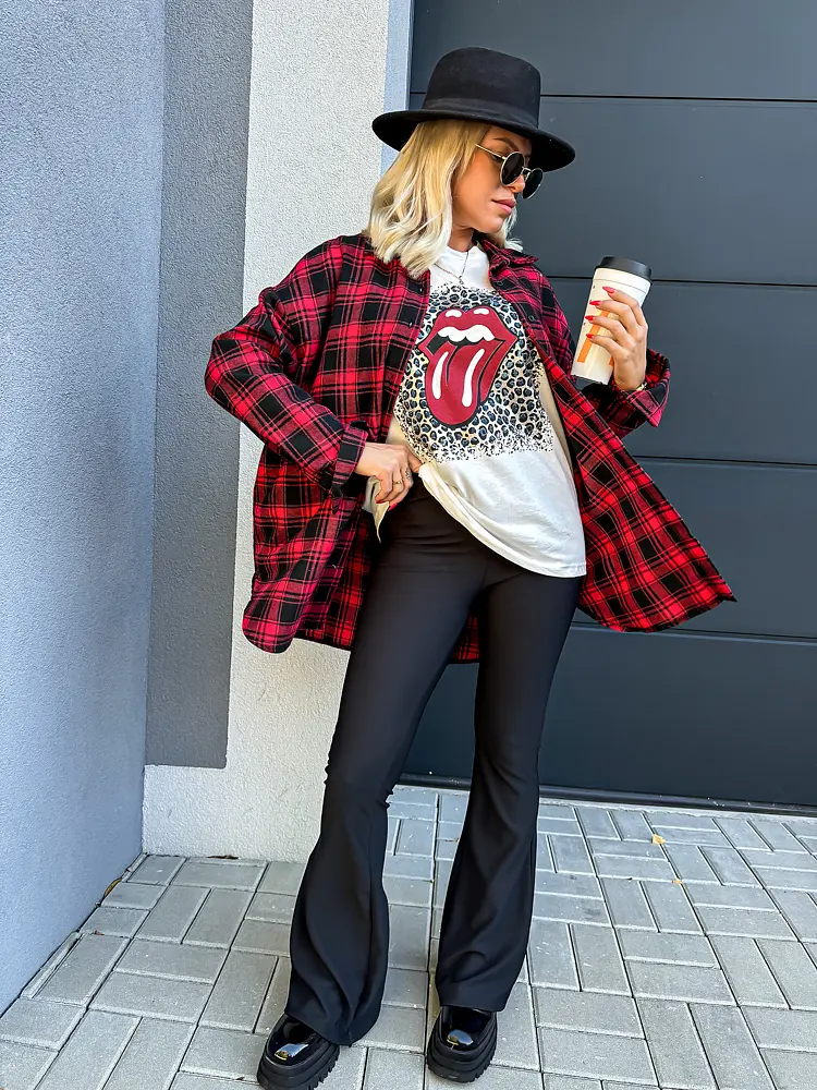 Bordázott anyagú trapéz nadrág LEANA