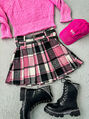 Kockás rakott szoknya övvel RONA