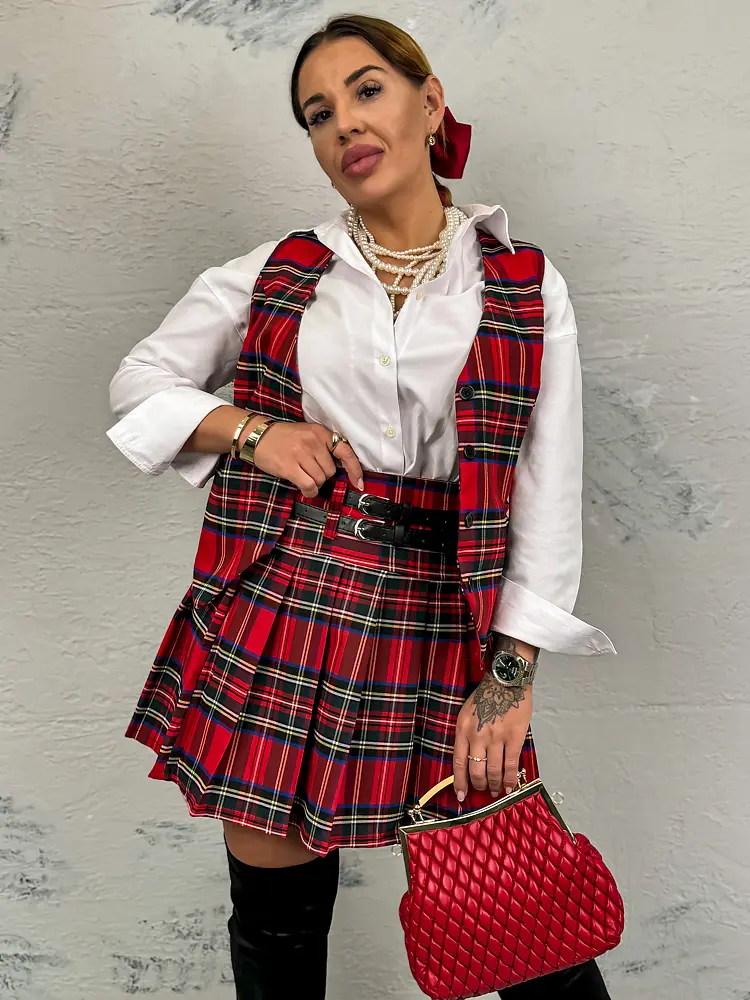 Kockás mellény fekete színü gombokkal LUSIA - next