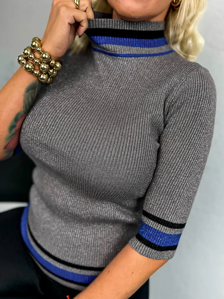 Bordázott anyagú pulóver BRAYLA