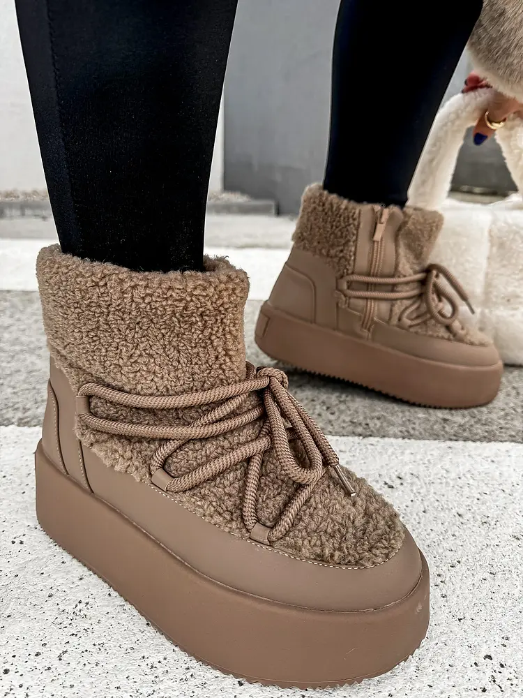 Fűzős teddy bokacsizma SEVYNA