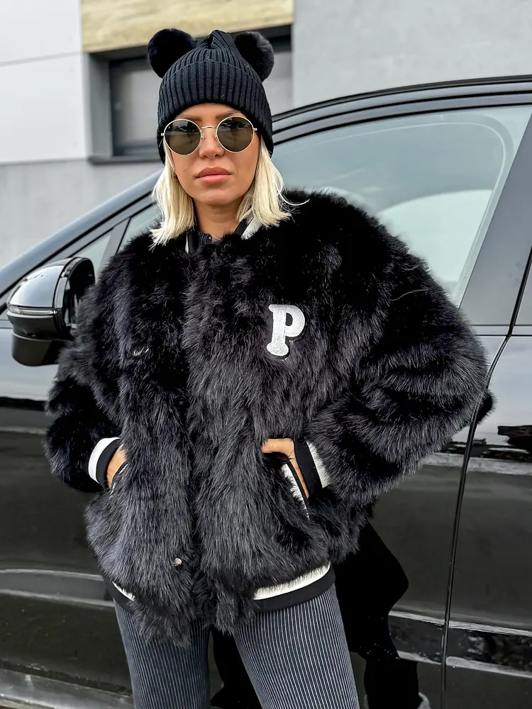 College stílusú műszőrmés bomber dzseki IVORY - next