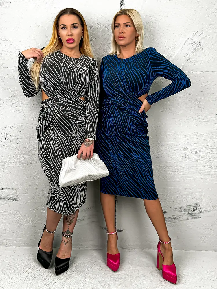 Elegáns csillogós kék ruha DORITA