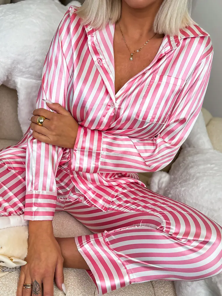 Csíkos szatén pizsama LENTYS - next