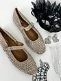 Balerina cipő ezüst színű díszekkel ZOLA
