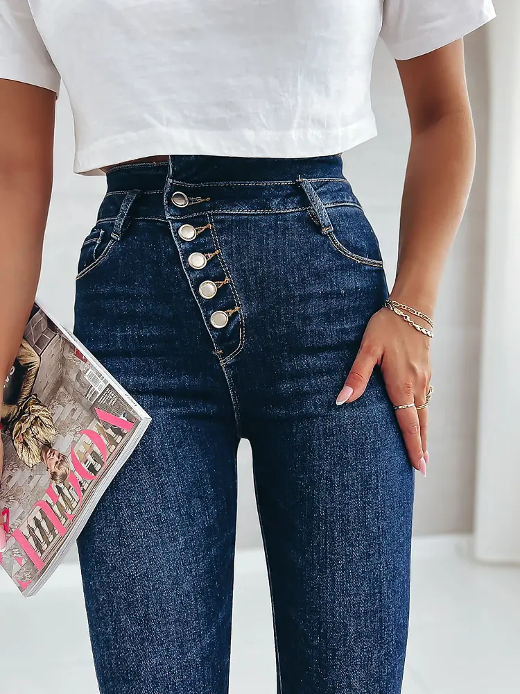 Magas derekú kék skinny farmer