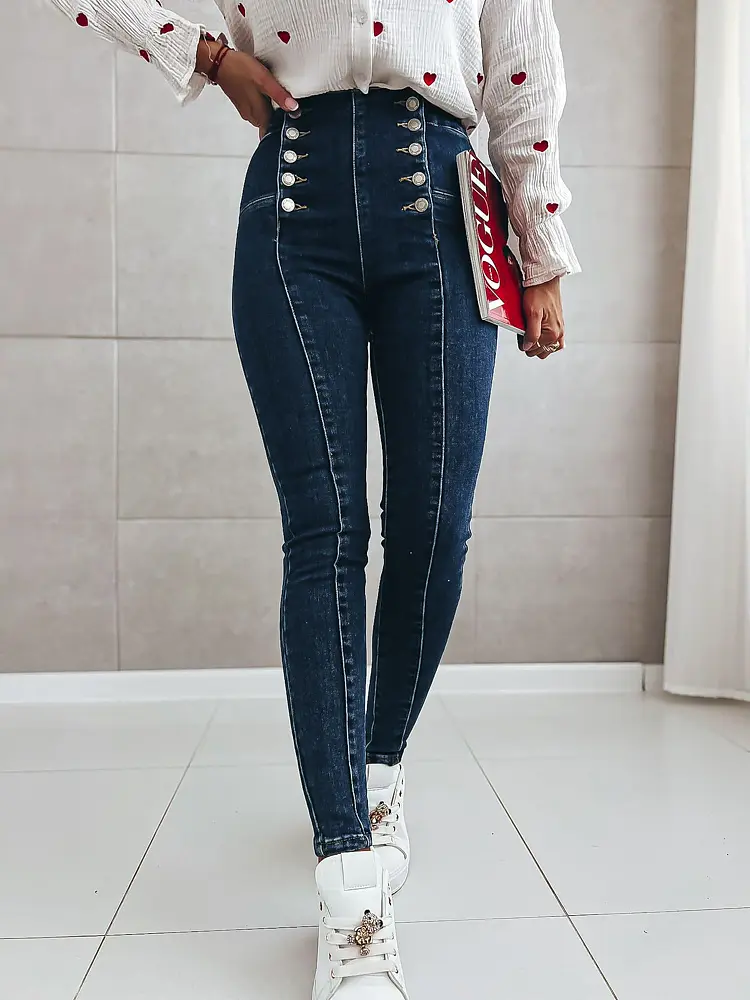 Magas derekú kék skinny farmer