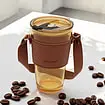Üveg kávés és teás pohár szívószállal és fedővel, 450 ml