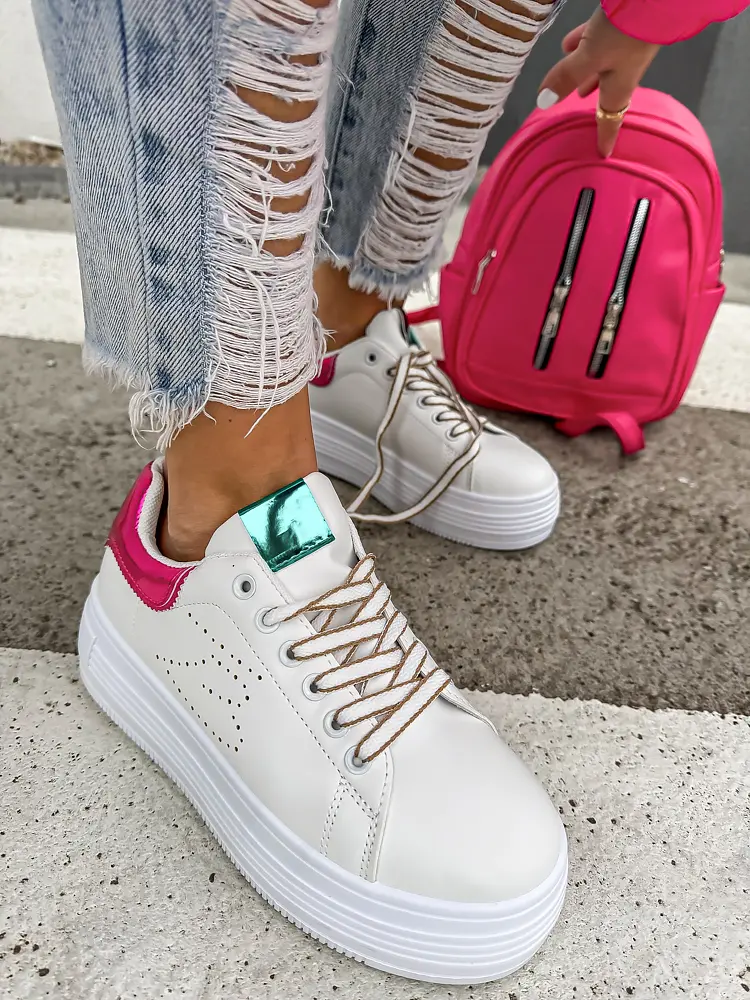 Fehér platformos sportcipő NOLIE