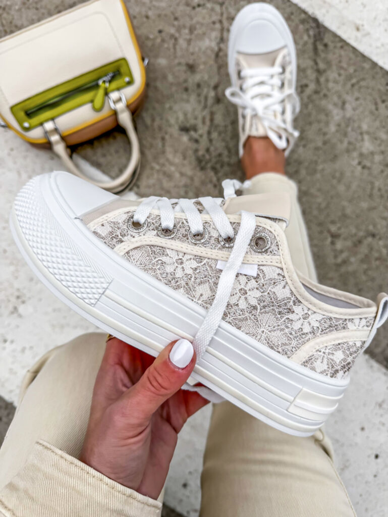 Bézs csipkés sportcipő MEGHAN