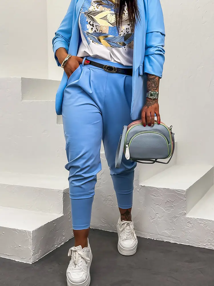 Gumis derekú sportosan elegáns nadrág övvel ROZI