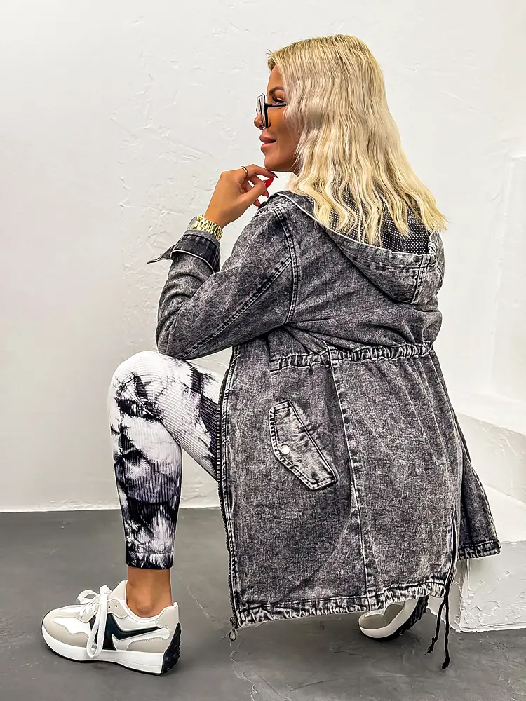 Hosszított kapucnis farmerkabát ALICIA