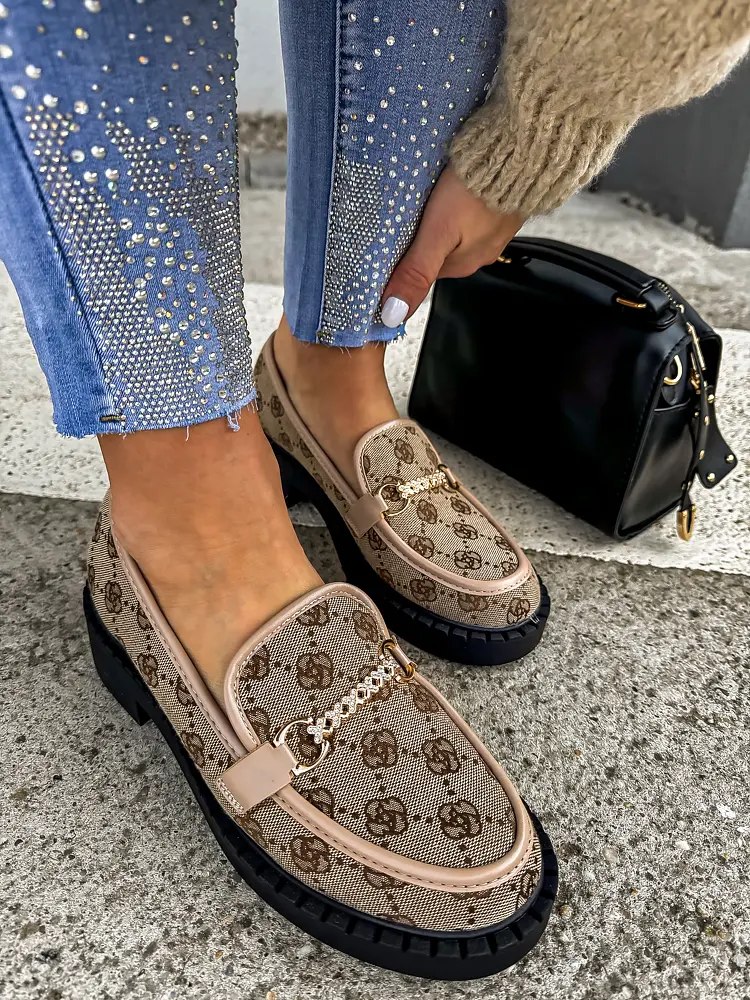 Mintás mokaszín arany színű dísszel AVAH - next