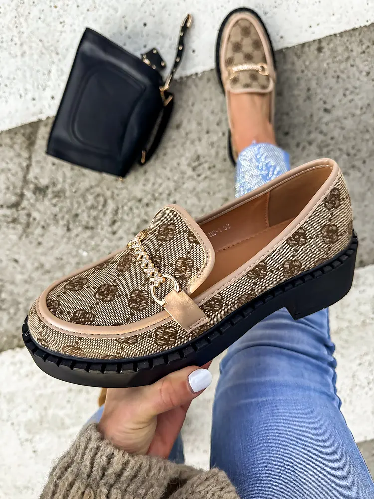 Mintás mokaszín arany színű dísszel AVAH