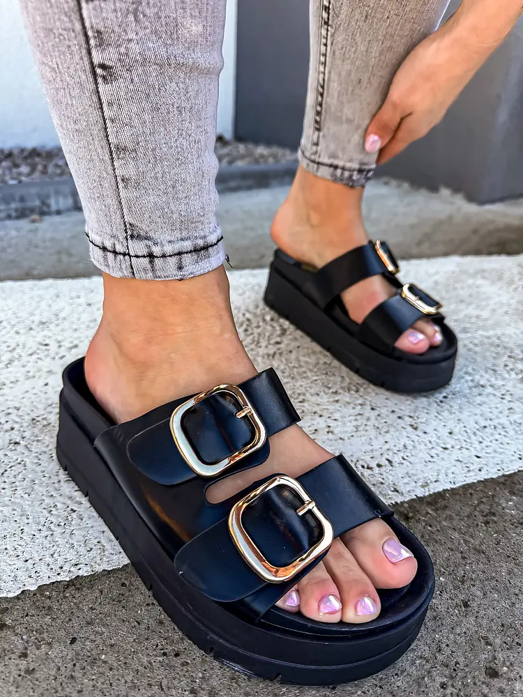 Fekete platformos női papucs ALBINA - next